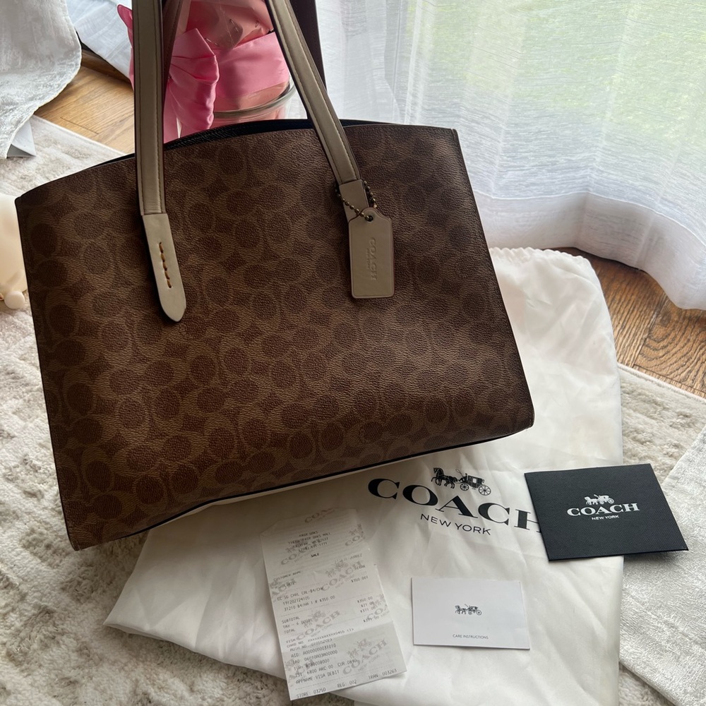 Coach Brown and Cream Tote Bag